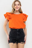 Gauze Double Ruffled Short Sleeve Top