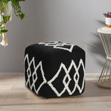 Textured Overlapping Diamonds Pouf Ottoman