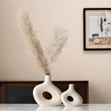 Kimisty Ceramic Hollow Donut Vase - Set 2, Off White