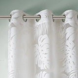 Devore Palm Leaf White Sheer Window Panel