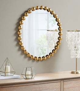 Round Iron Framed Wall Decor Mirror, Gold