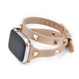 Slim Leather Studded Stud Apple Watch Band Wrap