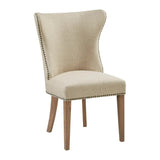 Curved Wing Nailhead Side Dining Chair, Cream (Ltl)