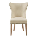 Curved Wing Nailhead Side Dining Chair, Cream (Ltl)