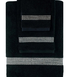 Rhinestone 3 Piece Towel Set with Stripe Design