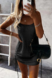 Sleeveless Lace-up Woolen Dress