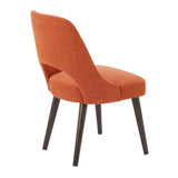 Mid-Century Curved Open Back Dining Chair, Orange