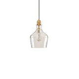 Clear Bell Shape Glass Metal Pendant, Gold