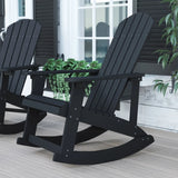 Black Poly Resin Adirondack Style Rocking Chair - Black