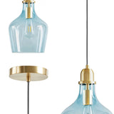 Bell Shaped Industrial Glass Pendant, Blue