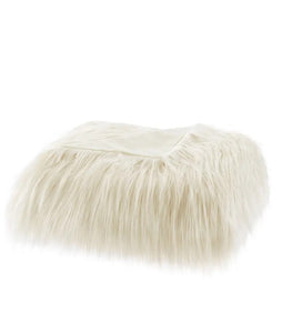 Long Faux Fur Throw Blanket, Ivory (50