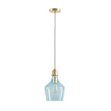 Bell Shaped Industrial Glass Pendant, Blue