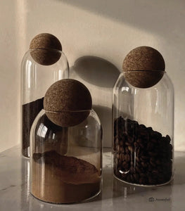 Glass Canister Round Cork Top - Set of 3