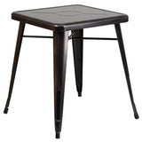 Metal Table Set - 2 Stack Chairs - 23.75" Black Gold