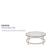 Round Glass Coffee Table w/ Round Matte Gold Frame