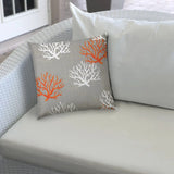 Gray Orange & White Zippered Coastal Throw Pillow Cover - 20"