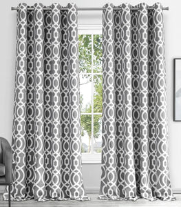 Gray Trellis Black Out Window Curtain Panel - 84