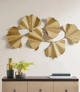 Gold Ginkgo Leaves Metal Wall Decor Art