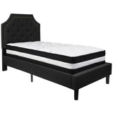 Black Fabric Platform Bed with Mattress - Twin Size