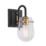 Vintage Brass and Matte Black One Light Wall Sconce