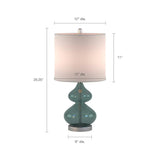 Clear Glass Base Table Lamp, Teal Blue Glass