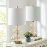 Clear Glass Base Table Lamp, Gold Glass