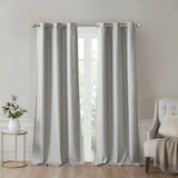 Faux Silk Window Panel Pair (2), Grey (Total Blackout)