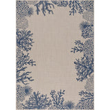 Samantha Coastal Border Coral Reef White Indoor/Outdoor Rug