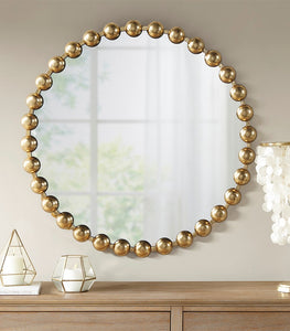 Round Iron Framed Wall Decor Mirror, Gold