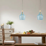 Bell Shaped Industrial Glass Pendant, Blue