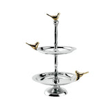 Two Tier Cake Stand with Bird Accents