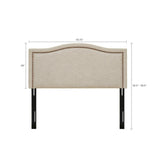 Upholstered Bed Headboard with Nailheads Accent, Taupe (LTL)