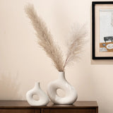 Kimisty Ceramic Hollow Donut Vase - Set 2, Off White