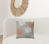 Gray Orange & White Zippered Coastal Throw Pillow Cover - 20"