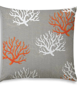 Gray Orange & White Zippered Coastal Throw Pillow Cover - 20