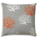 Gray Orange & White Zippered Coastal Throw Pillow Cover - 20"