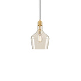 Clear Bell Shape Glass Metal Pendant, Gold