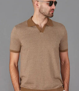 Men's Lightweight Honeycomb Buttonless Polo Shirt - 100% Cotton