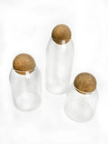 Glass Canister Round Cork Top - Set of 3