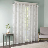 Devore Palm Leaf White Sheer Window Panel