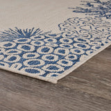 Samantha Coastal Border Coral Reef White Indoor/Outdoor Rug