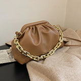 Pure Color Pleated PU Leather Banquet Bag