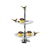 Two Tier Cake Stand with Bird Accents