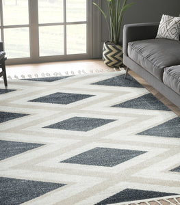 Tulum Contemporary Zigzag Area Rug - Gray and Cream