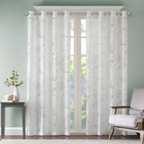 Devore Palm Leaf White Sheer Window Panel