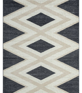 Tulum Contemporary Zigzag Area Rug - Gray and Cream