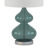 Clear Glass Base Table Lamp, Teal Blue Glass