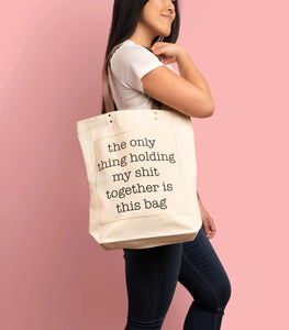 Shit Together Tote Bag (funny mom grocery unique canvas)