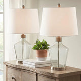 Clear Glass Base Table Lamps, Grey Base