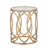 Glass Top Hollow Round Accent Table - Gold